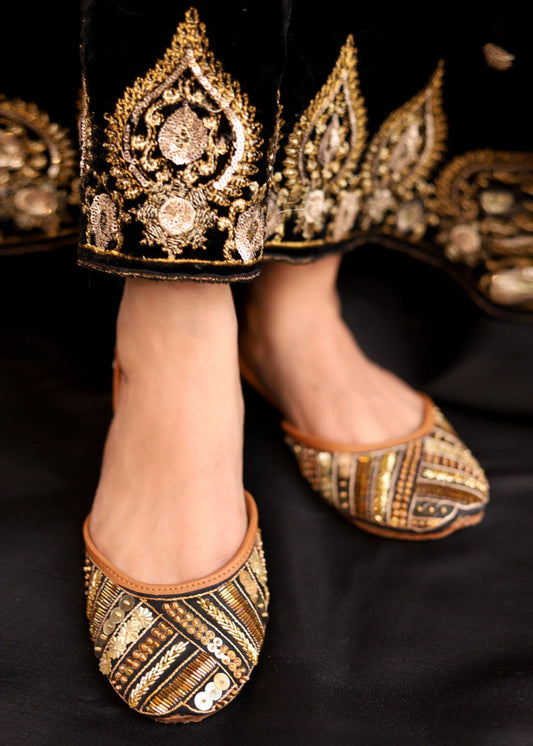 Black Leather Ethnic Jutti Online in UK USA Canada