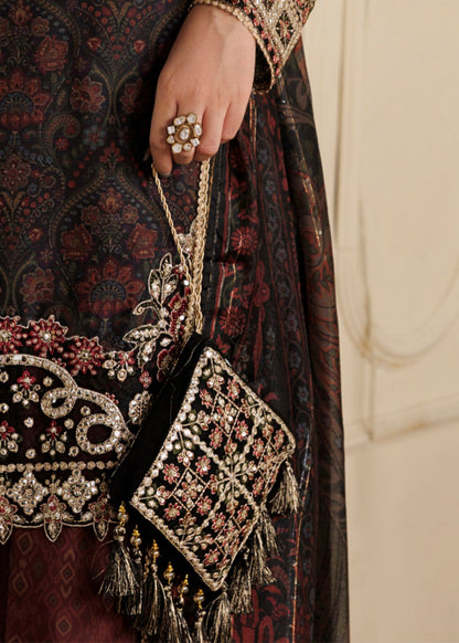 Black Leather Potli Bag Online in Dubai DXB UAE Abudhabi Meena Bazaar