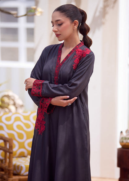 Black Linen Embroidered Kaftan Online in UK USA Canada