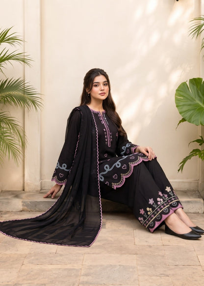 Black Linen Kurta Pajama Style Set Online in KSA Riyadh Saudi Arabia Oman Bahrain Qatar