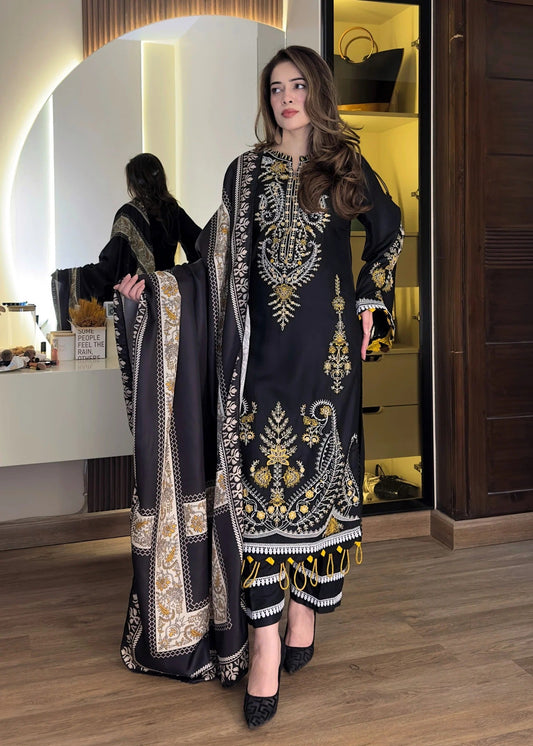 Black Linen Kurta with Dupatta Online in Sri Lanka India Australia