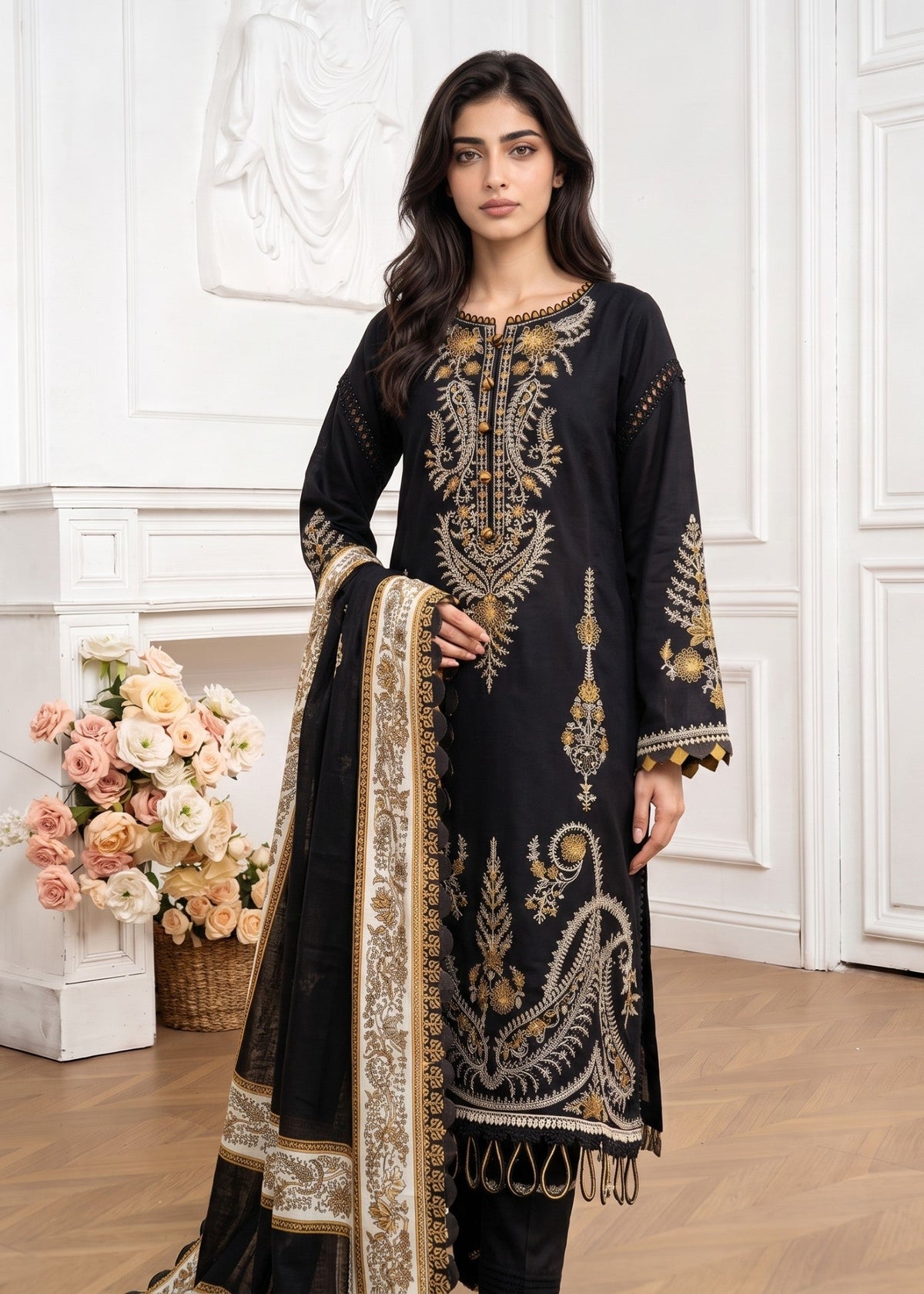 Black Linen Straight Trouser Suit Online in Sri Lanka India Australia