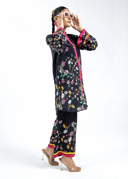 Black Multi Button Placket Kurta Set Online in Dubai DXB UAE Abudhabi Meena Bazaar