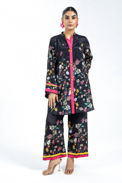 Black Multi Raw Silk Kurta Set Online in Dubai UAE Abudhabi Ajman Sharjah