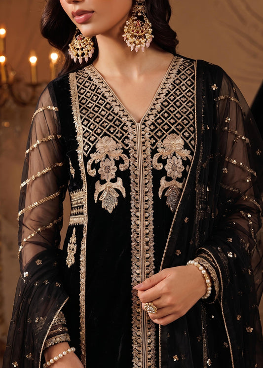 Black Net Sharara Gharara Pakistani Suit Online in KSA Riyadh Saudi Arabia Oman Bahrain Qatar