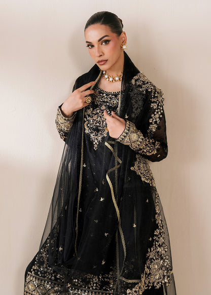 Black Organza Crush Sharara Pakistani Designer Suits Online in Dubai UAE Abudhabi Ajman Sharjah
