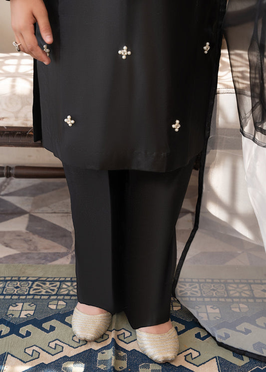 Black Organza Dupatta Kattan Silk Suit Online in Sri Lanka India Australia