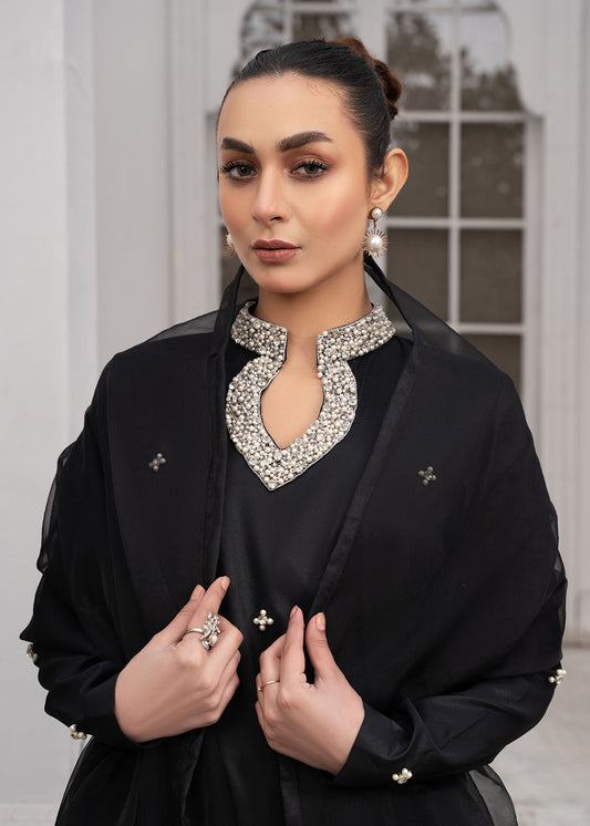Black Organza Dupatta Kattan Silk Suit Online in Sri Lanka India Australia