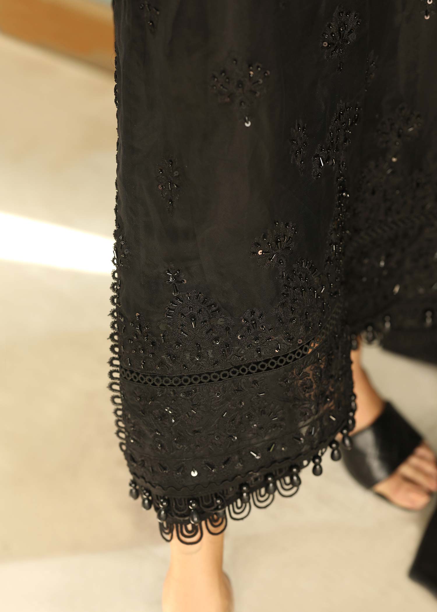 Black Organza Embroidered Dupatta Suit Online in Dubai UAE Abudhabi Ajman Sharjah