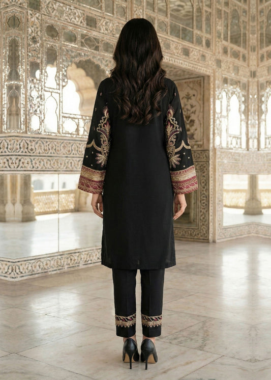 Black Organza Embroidered Pakistani Suit Online in Dubai DXB UAE Abudhabi Meena Bazaar