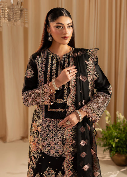 Black Organza Embroidered Pakistani Suit Online in Dubai DXB UAE Abudhabi Meena Bazaar