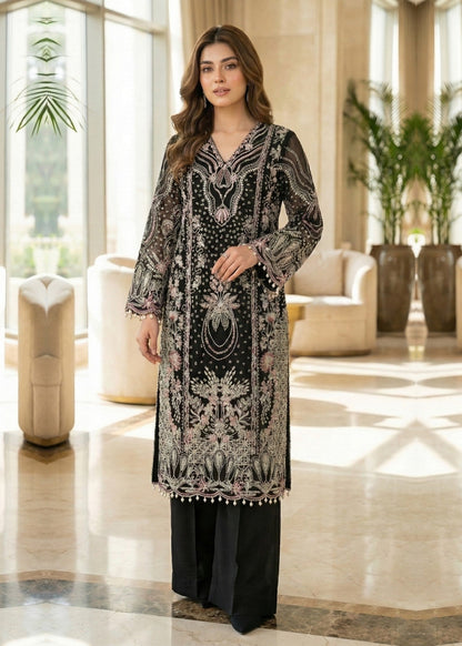 Black Organza Embroidered Party Wear Suit Online in Sri Lanka India Australia