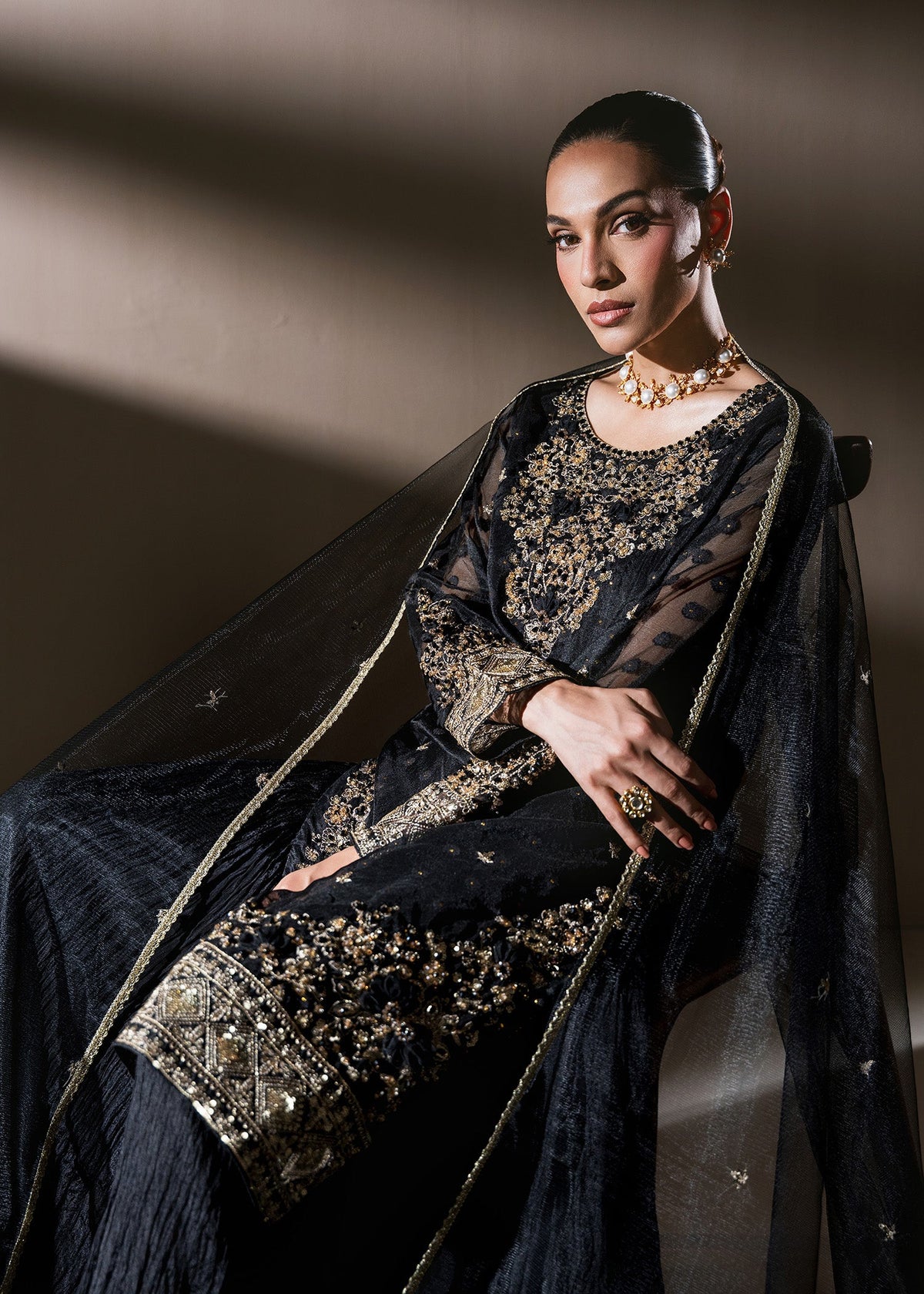 Black Organza Sharara with Net Dupatta Ladies Partywear Online in UK USA Canada