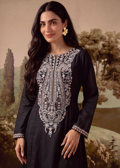 Black Patchwork Khaddar Sharara Online in Dubai DXB UAE Abudhabi Meena Bazaar