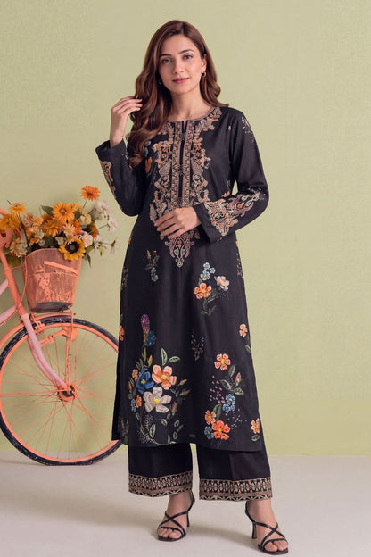 Black Patchwork Lawn Kurta Set Online in Dubai UAE Abudhabi Ajman Sharjah