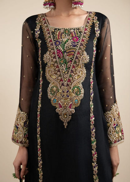 Black Pearl Embroidered Organza Ladies Partywear Suit Online in Dubai UAE Abudhabi Ajman Sharjah