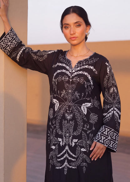 Black Poly Silk Designer Kaftan Online in UK USA Canada