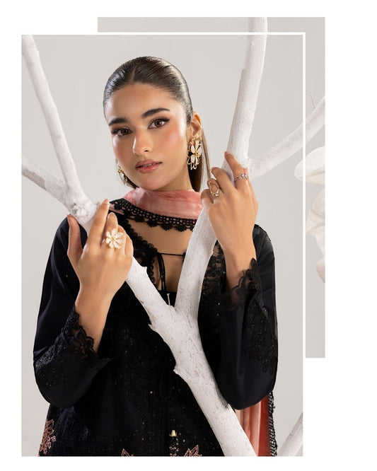 Black Premium Lawn Stitched Suit Online in Sri Lanka India Australia