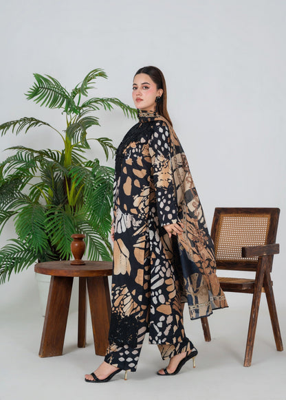 Black Printed Poly Lawn Shalwar Kameez Online in Dubai DXB UAE Abudhabi Meena Bazaar