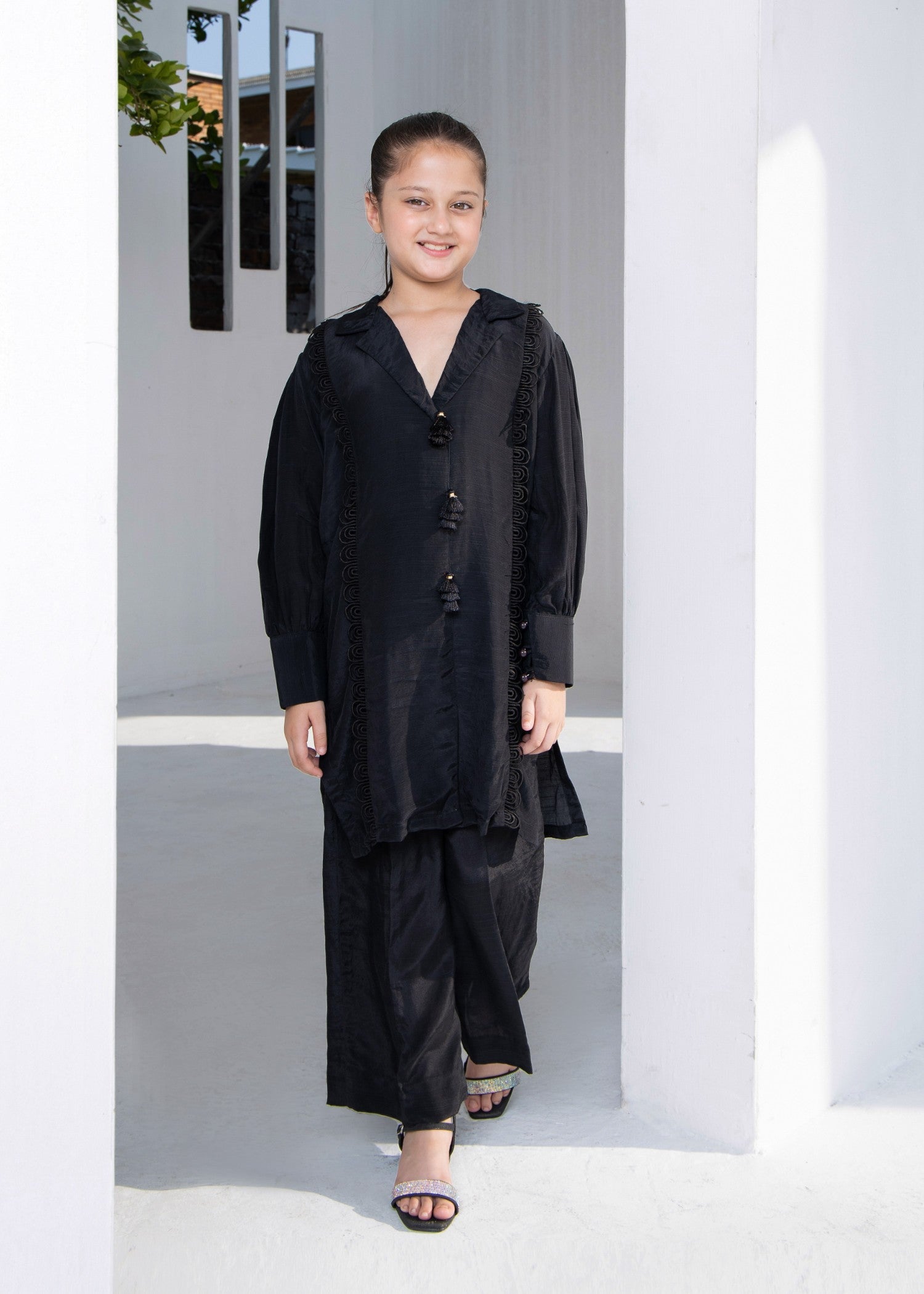 Black Raw Silk Embellished Co Ord Set Online in Sri Lanka India Australia