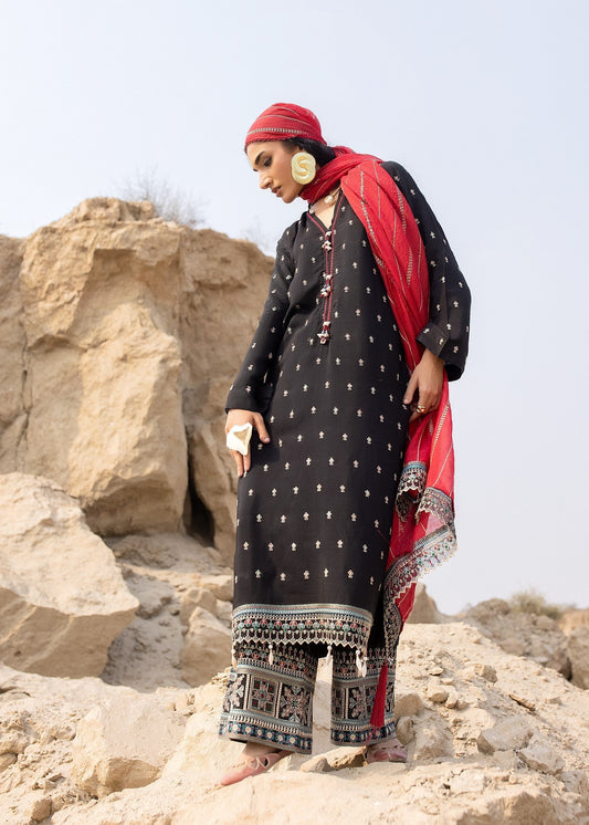Black Raw Silk Embroidered Kurta with Net Dupatta Online in Sri Lanka India Australia