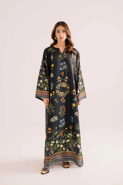 Black Raw Silk Kaftan Online in Dubai UAE Abudhabi Ajman Sharjah