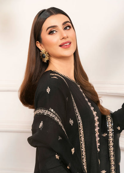 Black Raw Silk Kurta with Straight Pants and Dupatta Online in Sri Lanka India Australia