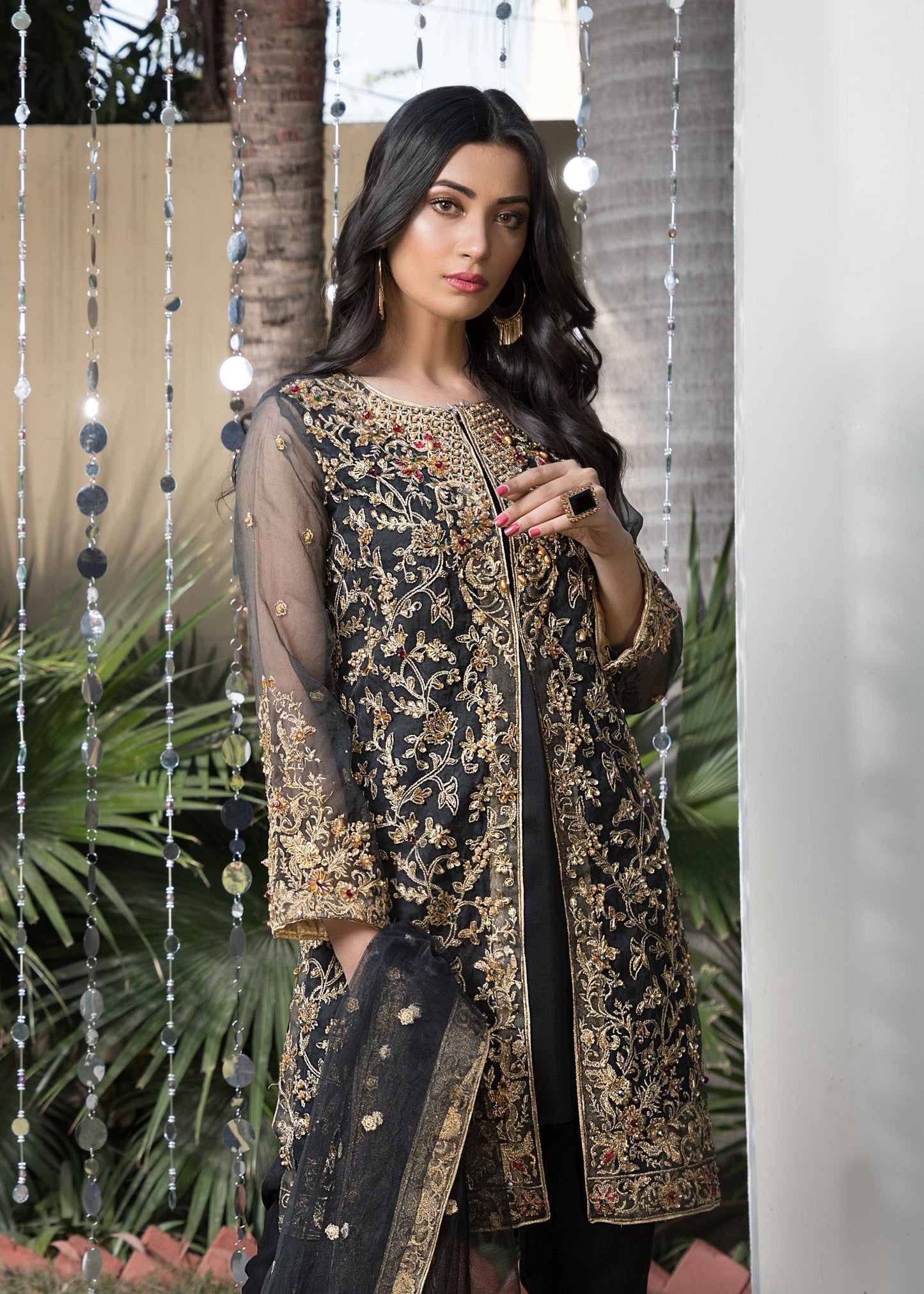 Black Raw Silk Trouser Net Dupatta Online in Sri Lanka India Australia