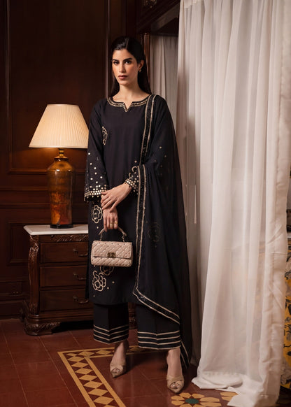 Black Sequined Lawn Kurta with Flapper Bottom Online in Sri Lanka India Australia