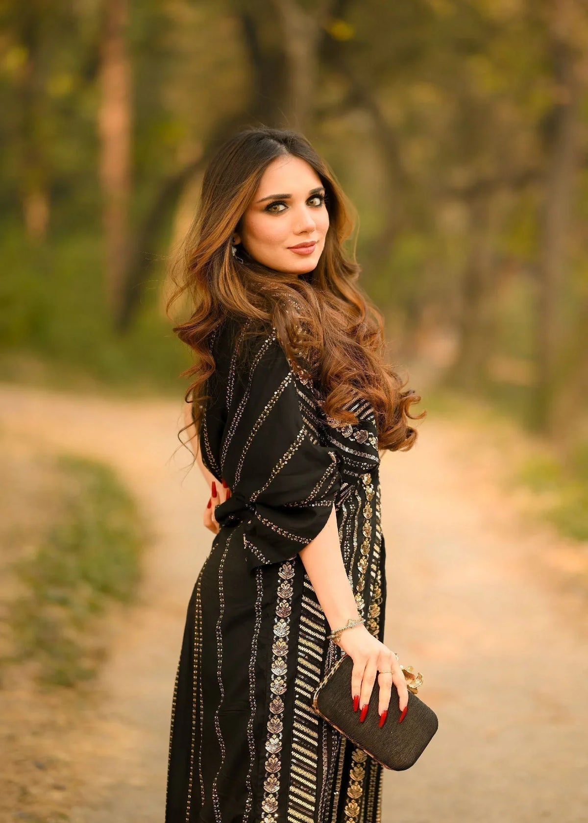 Black Sequined Linen Kaftan for Women Online in UK USA Canada
