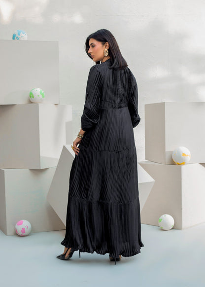 Black Silk Charmeuse Dress Set Online in Dubai DXB UAE Abudhabi Meena Bazaar