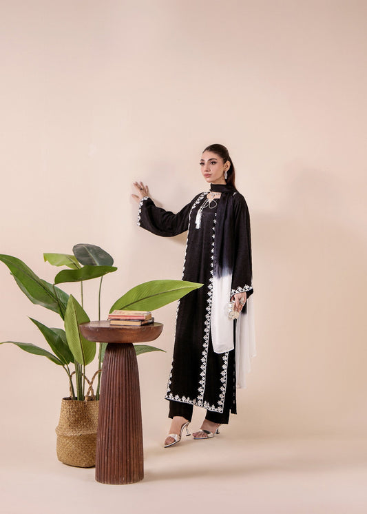 Black Silk Embroidered Designer Suit Online in Dubai DXB UAE Abudhabi Meena Bazaar