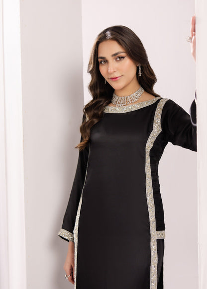 Black Silk Embroidered Kurta Set Online in Sri Lanka India Australia