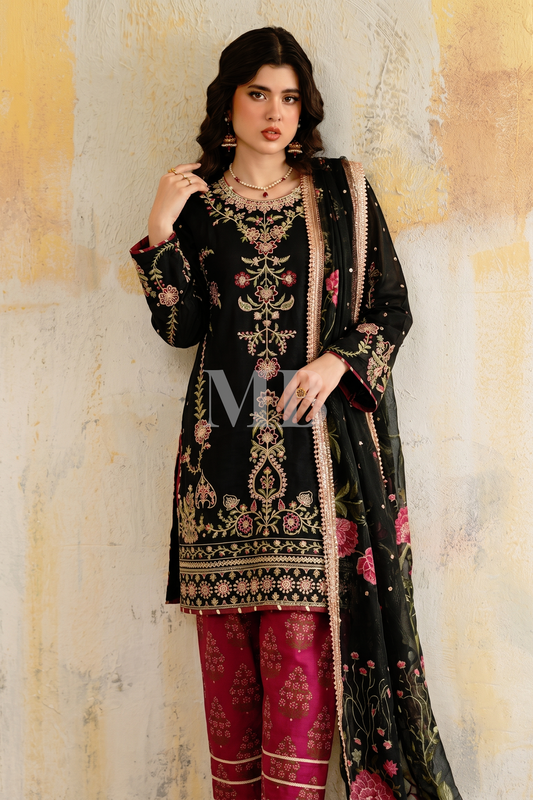 Black Silk Farshi Shalwar Suit Online in Dubai UAE Abudhabi Ajman Sharjah