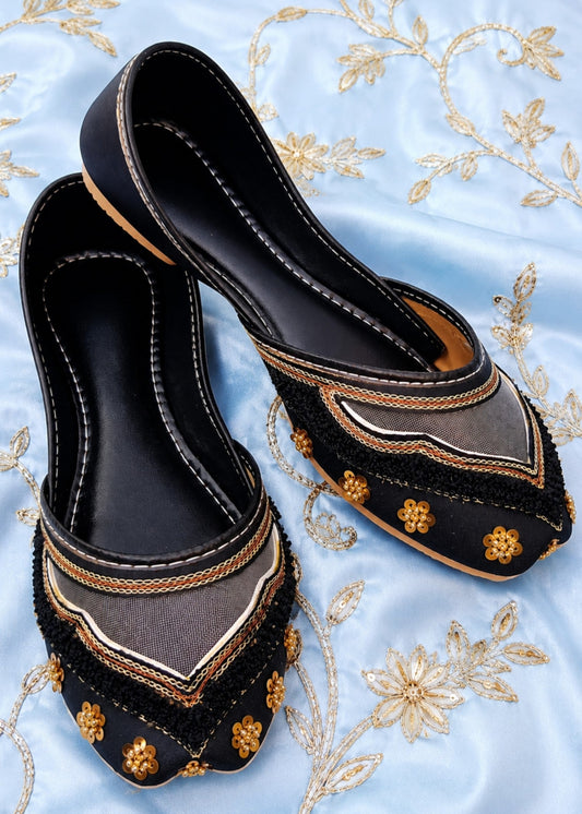 Black Silk Khussa Wedding Shoes Online in UK USA Canada