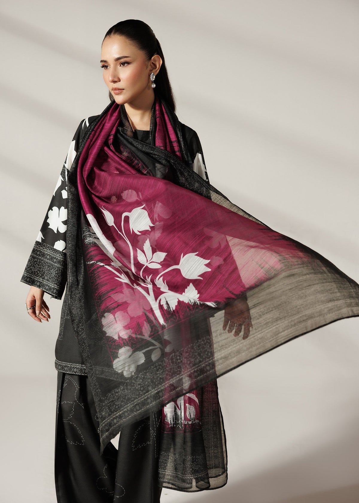 Black Silk Lawn Farshi Shalwar Dress Online in Sri Lanka India Australia
