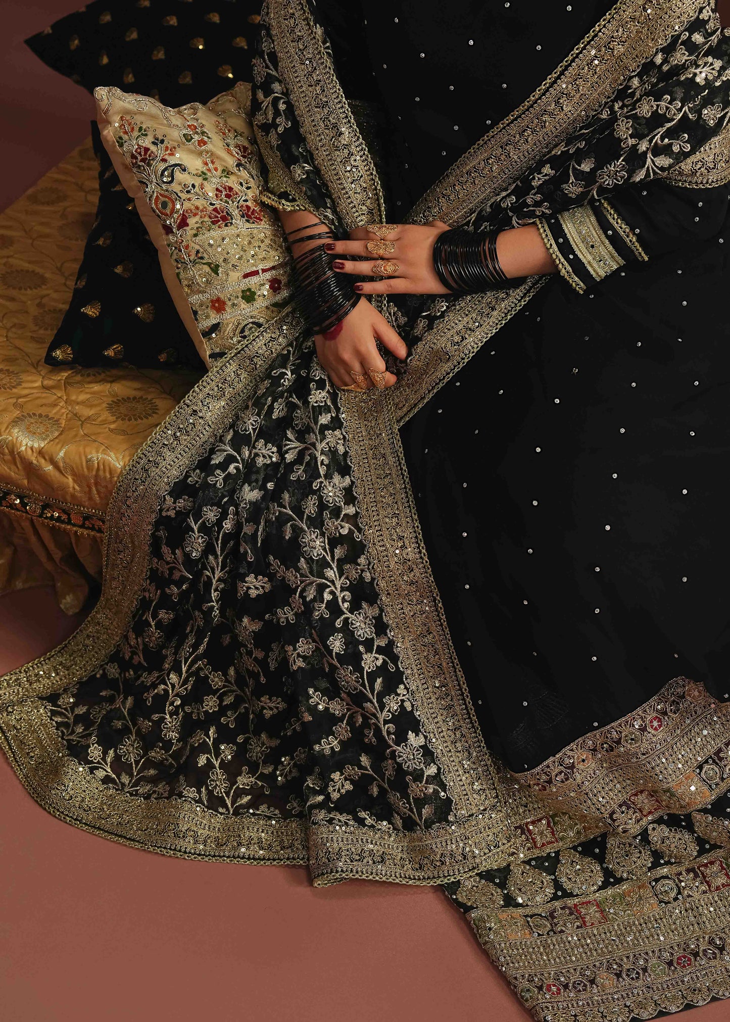 Black Silver Embellished Chiffon Maxi Online in Dubai DXB UAE Abudhabi Meena Bazaar