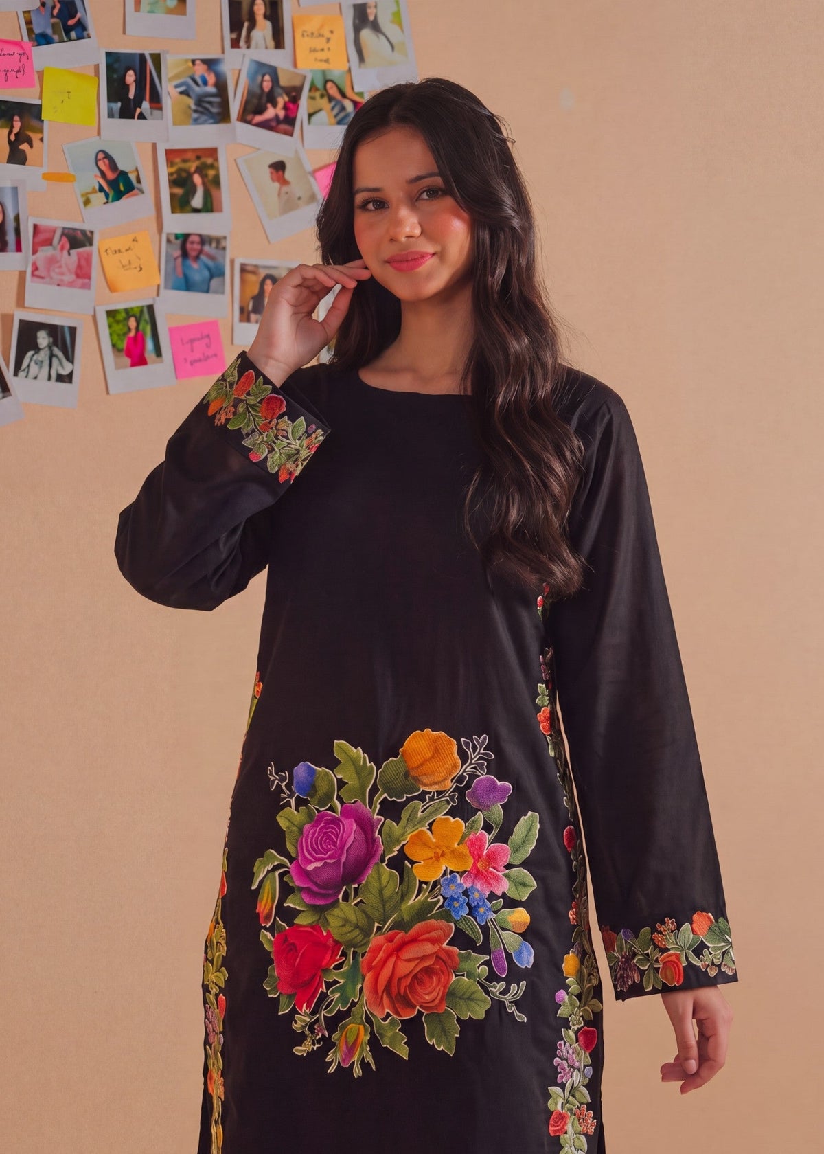 Black Straight Cut Kurta with Lawn Trouser Online in Sri Lanka India Australia