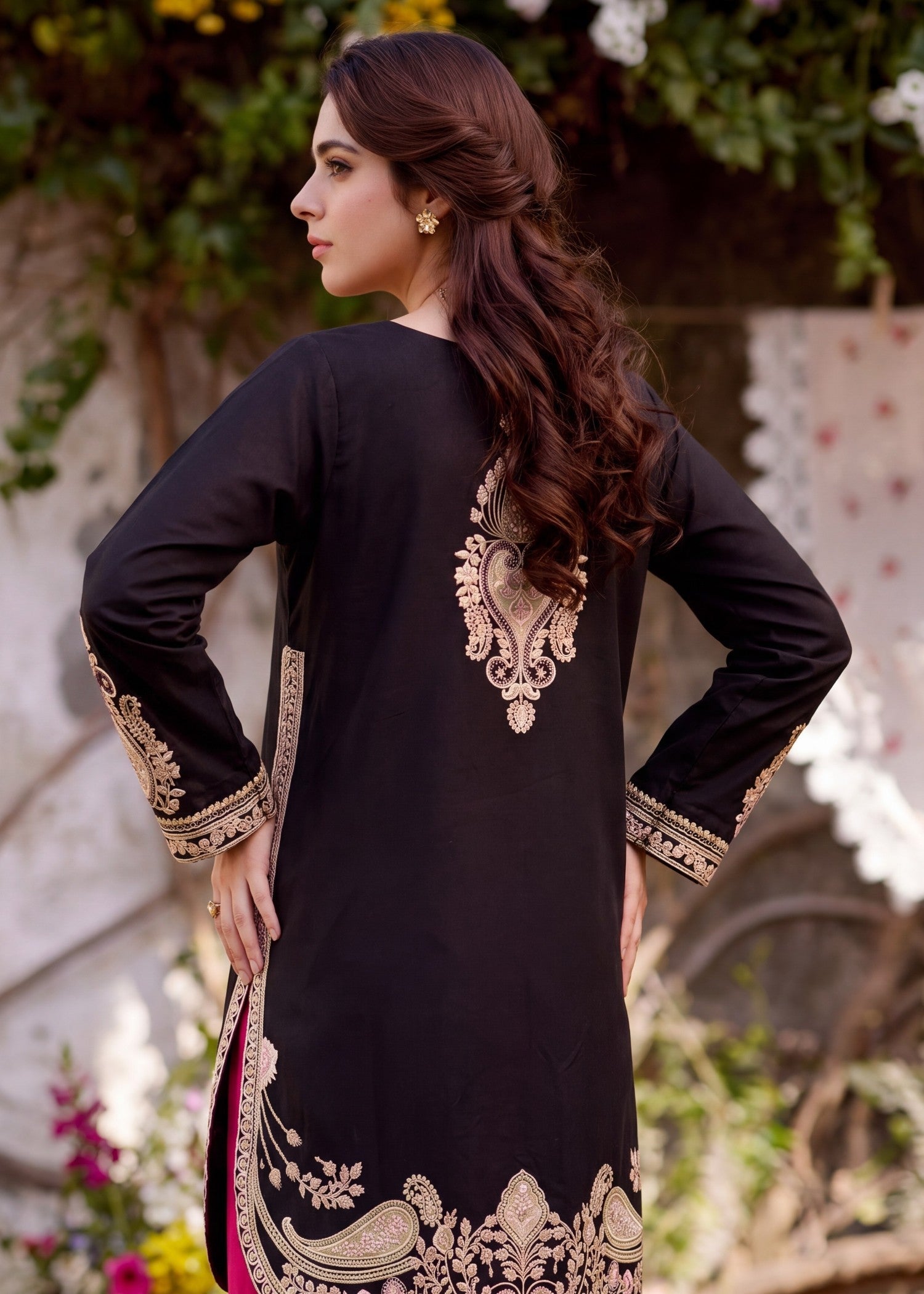 Black Straight Cut Lawn Salwar Suit Online in Sri Lanka India Australia