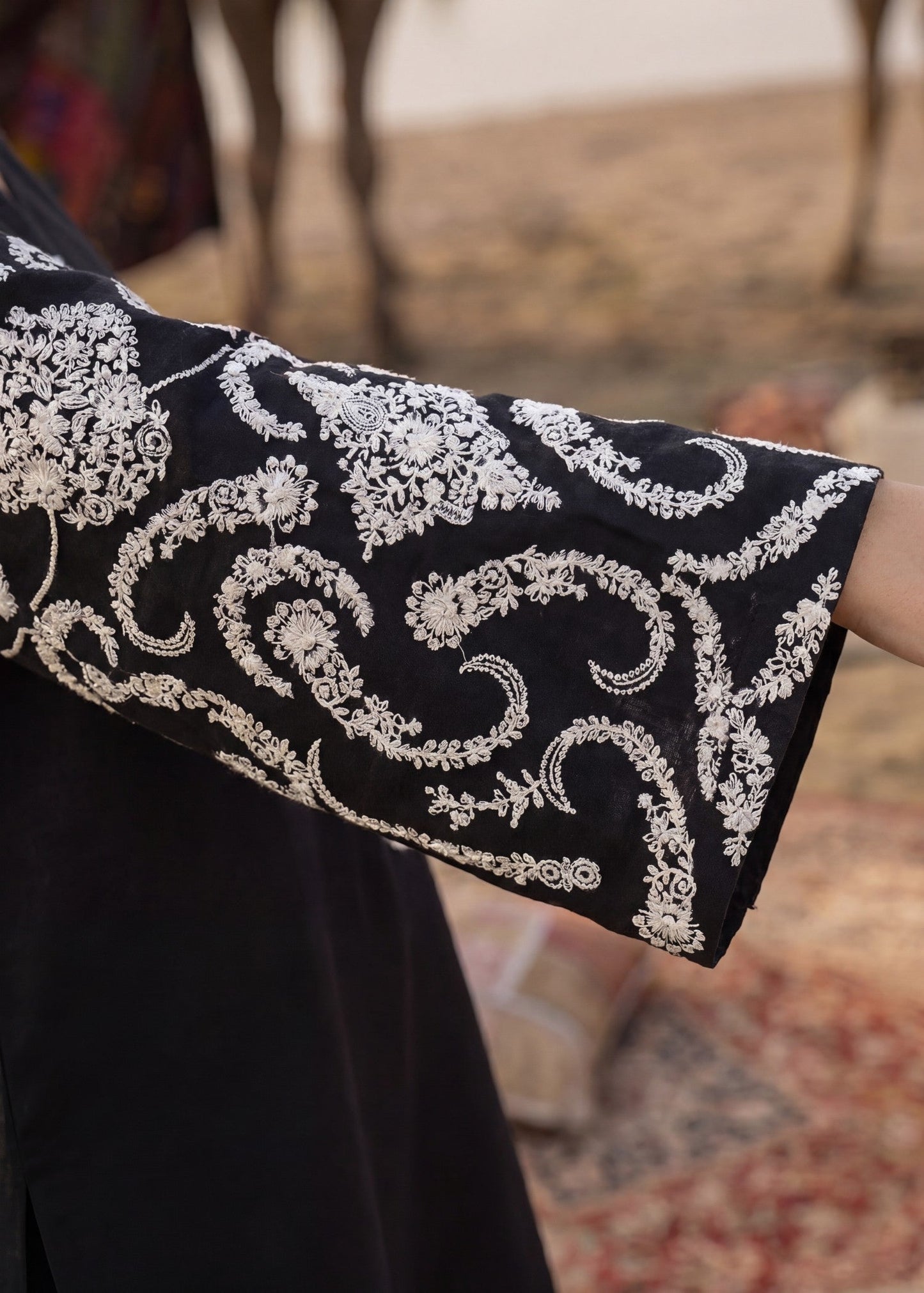 Black Textured Lawn Embroidered Pakistani Suit Online in Dubai DXB UAE Abudhabi Meena Bazaar