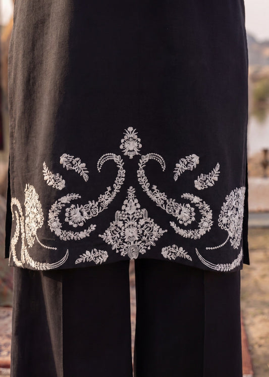Black Textured Lawn Embroidered Salwar Kameez Online in Sri Lanka India Australia