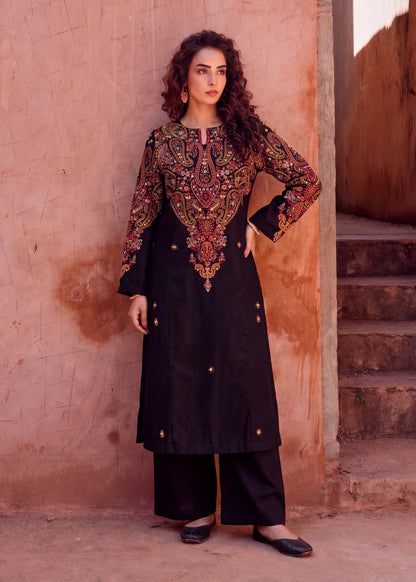 Black Textured Lawn Kurta Suit Online in Sri Lanka India Australia