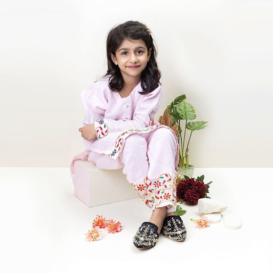 Black Velvet Handmade Girls Khussa Flats Online in KSA Riyadh Saudi Arabia Oman Bahrain Qatar