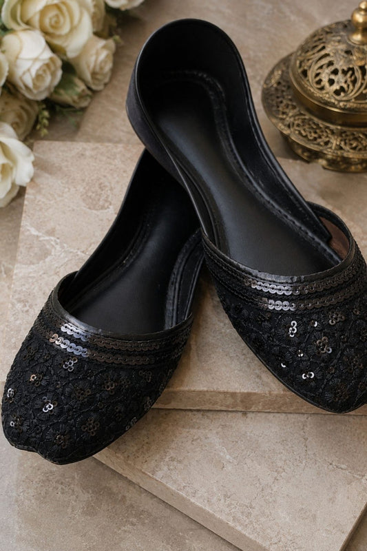 Black Velvet Khussa for Women Online in Dubai UAE Abudhabi Ajman Sharjah