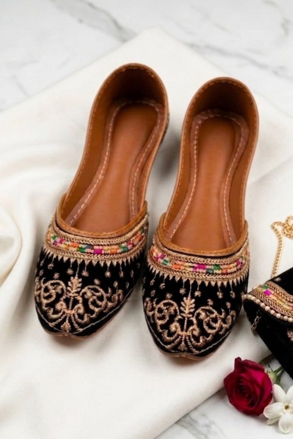 Black Velvet Khussa Online in Dubai UAE Abudhabi Ajman Sharjah