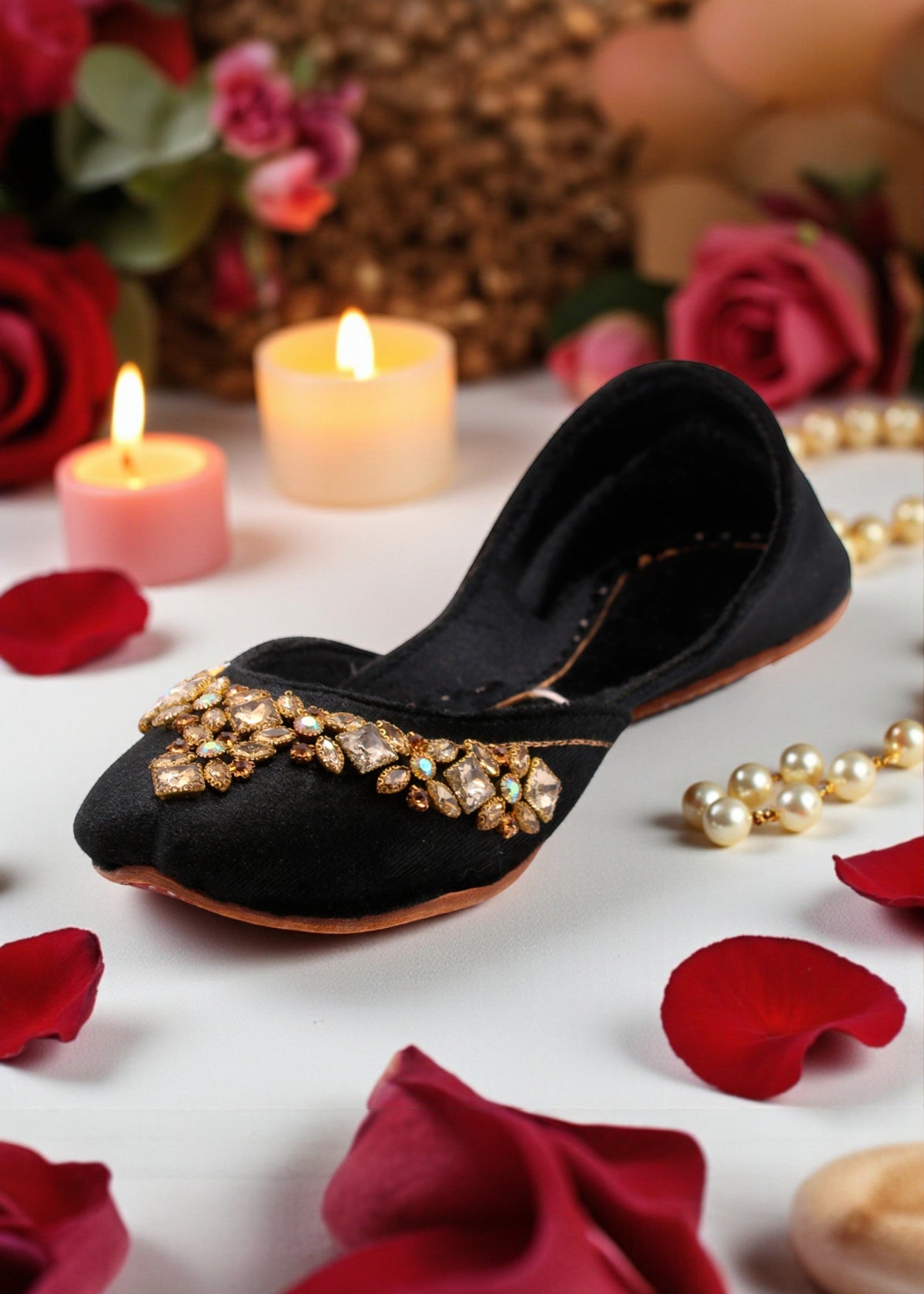 Black Velvet Khussa Wedding Shoes Online in KSA Riyadh Saudi Arabia Oman Bahrain Qatar
