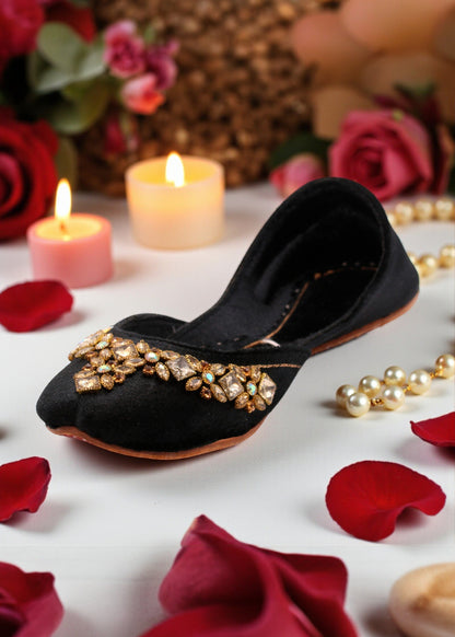 Black Velvet Khussa Wedding Shoes Online in KSA Riyadh Saudi Arabia Oman Bahrain Qatar