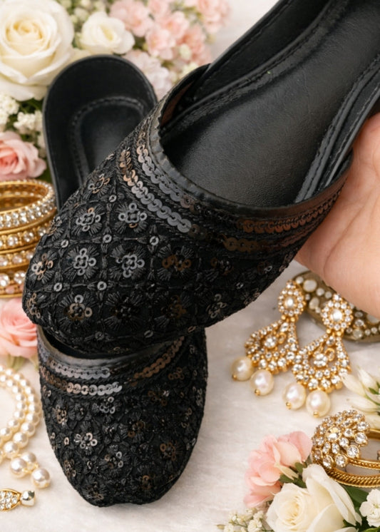 Black Velvet Ladies Khussa Online in Dubai DXB UAE Abudhabi Meena Bazaar