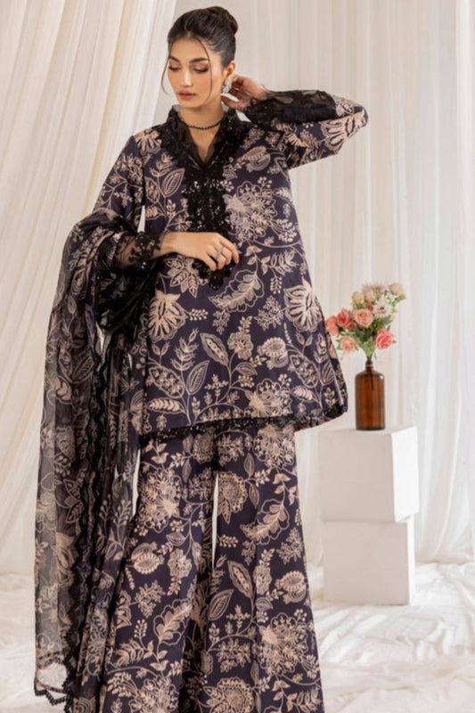 Black Viscose 3 Piece Salwar Suit Online in Dubai UAE Abudhabi Ajman Sharjah