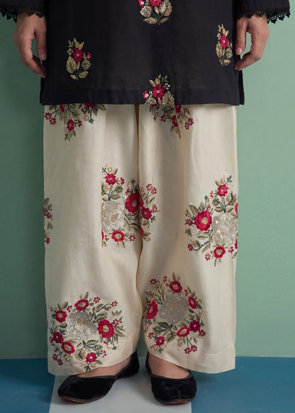 Black Winter Wear Dhanak Kurta Set Online in Dubai UAE Abudhabi Ajman Sharjah